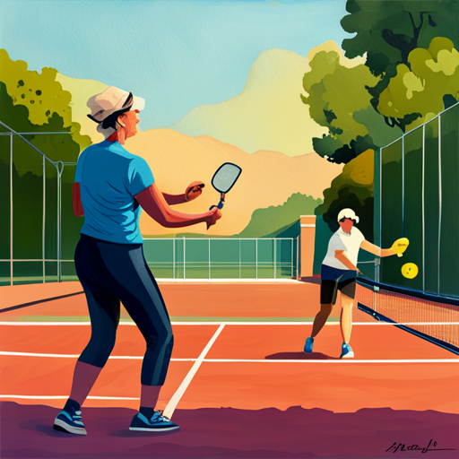 Animation of two people playing pickleball on a tennis court.